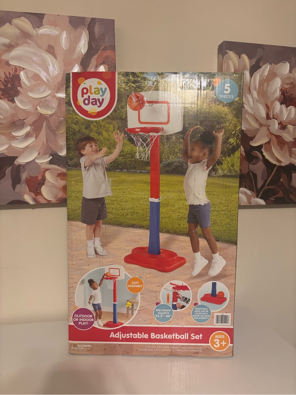 Play Day Kids Adjustable Basketball Set - Red & Blue